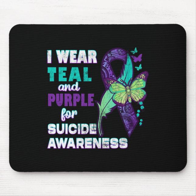 I Wear Teal Purple for Suicide Awareness You Matte Mouse Pad (Front)