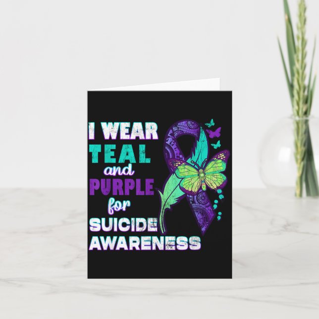 I Wear Teal Purple For Suicide Awareness You Women Card (Front)