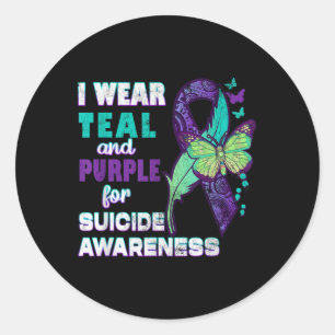I Wear Teal Purple For Suicide Awareness You Women Classic Round Sticker