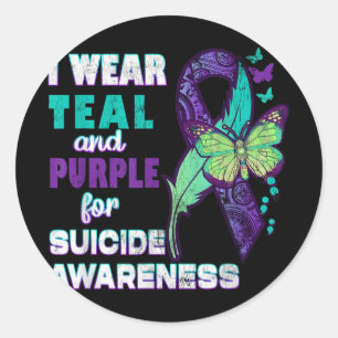 I Wear Teal Purple For Suicide Awareness You Women Classic Round Sticker