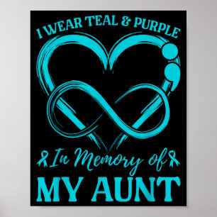 I Wear Teal Purple In Memory Of My Aunt Design Poster