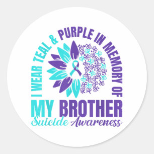 I Wear Teal Purple In Memory Of My Brother Suicide Classic Round Sticker