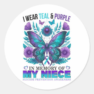 I Wear Teal Purple In Memory Of My Niece Suicide A Classic Round Sticker