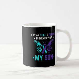 I Wear Teal Purple In Memory Of My Son Suicide Awa Coffee Mug