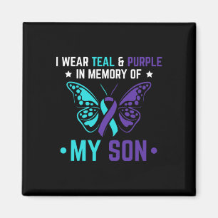 I Wear Teal Purple In Memory Of My Son Suicide Awa Magnet