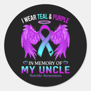 I Wear Teal Purple In Memory Of Uncle Suicide Awar Classic Round Sticker