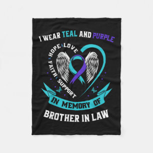 I Wear Teal Purple Suicide Awareness Shirt Brother Fleece Blanket
