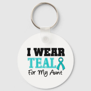 I Wear Teal Ribbon For My Aunt Key Ring