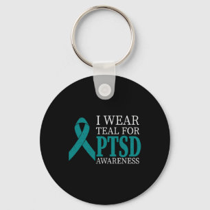 I Wear Teal Ribbon Ptsd - Stress Awareness Month G Key Ring