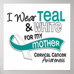 I Wear Teal White 42 Mother Cervical Cancer Poster