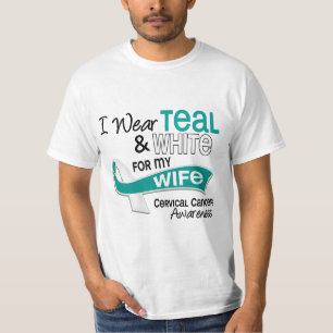 I Wear Teal White 42 Wife Cervical Cancer T-Shirt