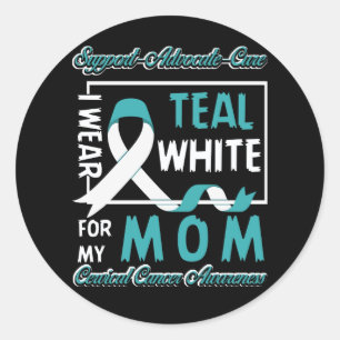 I Wear Teal White For My Mum Cervical Cancer Aware Classic Round Sticker