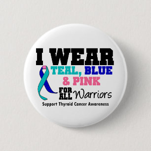I Wear Thyroid Cancer Ribbon For All Warriors 6 Cm Round Badge