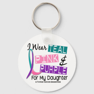 I Wear Thyroid Cancer Ribbon For My Daughter 37 Key Ring