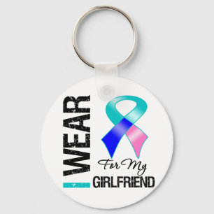 I Wear Thyroid Cancer Ribbon For My Girlfriend Key Ring