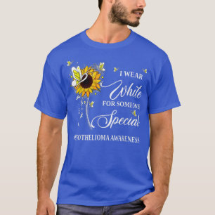 I Wear White For Mesothelioma Awareness Sunflower  T-Shirt