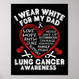 I Wear White For My Dad Heart Lung Cancer Awarenes Poster
