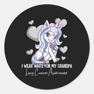 I Wear White For My Grandpa Lung Cancer Awareness Classic Round Sticker