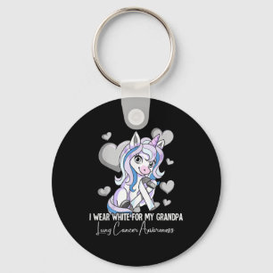 I Wear White For My Grandpa Lung Cancer Awareness Key Ring