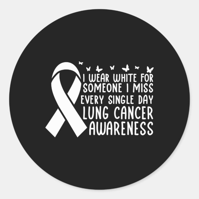 I Wear White Lung Cancer Awareness Classic Round Sticker (Front)