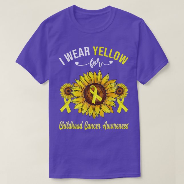 I Wear Yellow For Childhood Cancer Awareness Sunfl T-Shirt (Design Front)