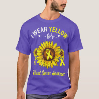 I Wear Yellow For Childhood Cancer Awareness Sunfl T-Shirt