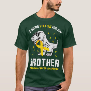 I Wear Yellow For My Brother Childhood Cancer Dino T-Shirt