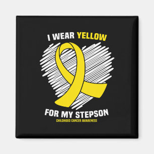 I Wear Yellow For My Stepson Childhood Cancer Awar Magnet