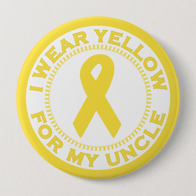 I Wear Yellow For My Uncle 10 Cm Round Badge (Front)