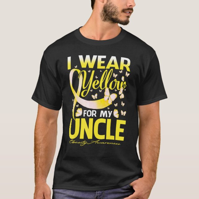 I Wear Yellow For My Uncle Obesity Awareness T-Shirt (Front)