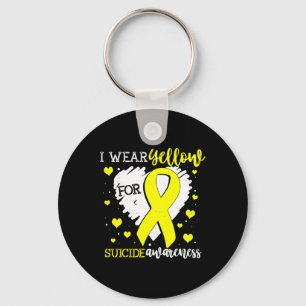 I Wear Yellow For Suicide Awareness Ribbon Graphic Key Ring