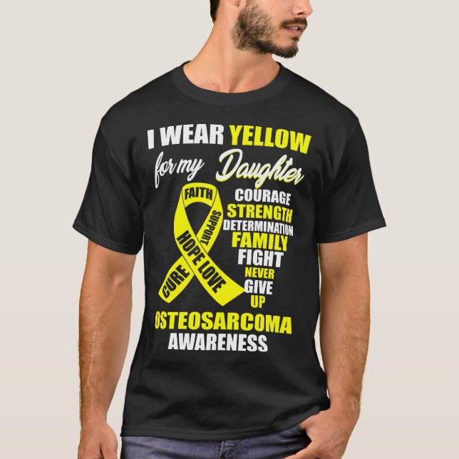I Wear Yellow Osteosarcoma Awareness T-Shirt (Front)
