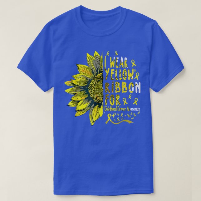 I Wear Yellow Ribbon Childhood Cancer Awareness Su T-Shirt (Design Front)