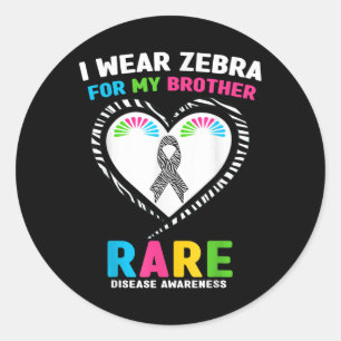 I Wear Zebra For My Brother Rare Disease Awareness Classic Round Sticker