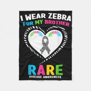 I Wear Zebra For My Brother Rare Disease Awareness Fleece Blanket