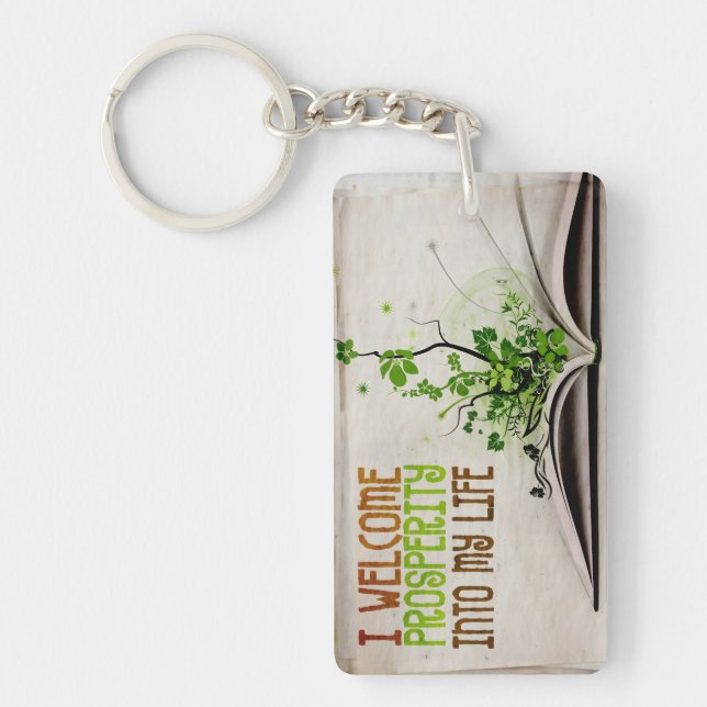 "I welcome prosperity" Motivation Affirmation Key Ring (Front)