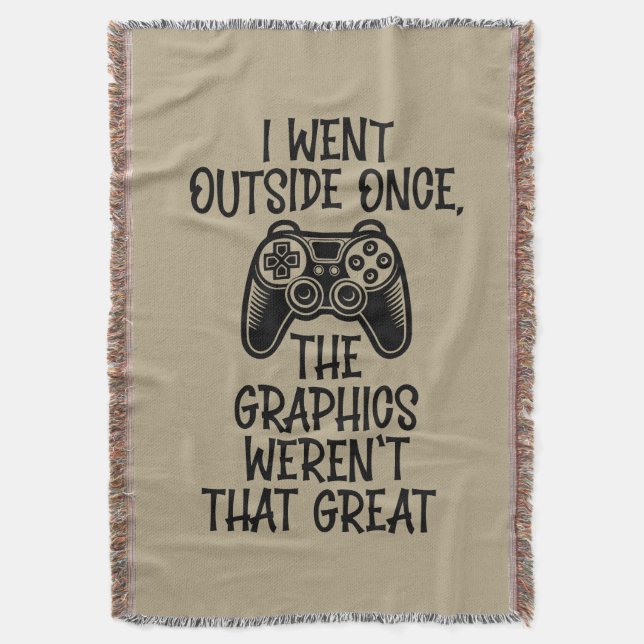 I Went Outside - Funny Gamer Throw Blanket (Front Vertical)