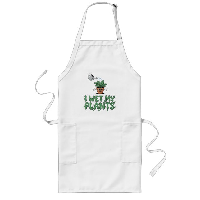 I Wet My Plants - Funny Gardening Design Long Apron (Front)