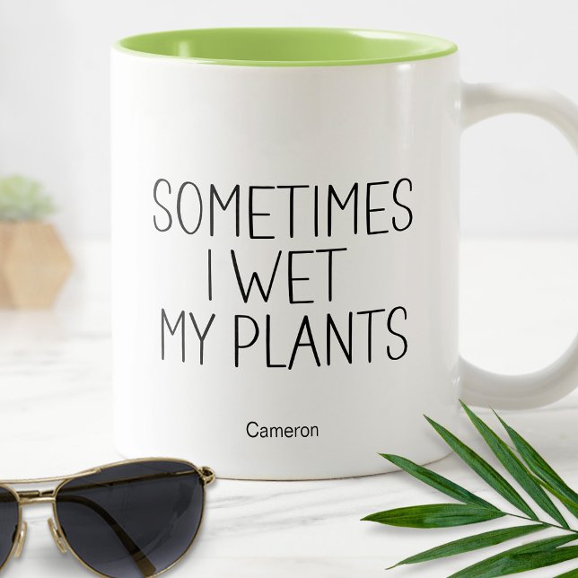 I Wet My Plants Garden Humourous Funny Gift Two-Tone Coffee Mug (Creator Uploaded)