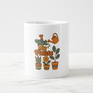 I Wet My Plants – Retro 70s Stripes Large Coffee Mug