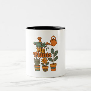 I Wet My Plants – Retro 70s Stripes Two-Tone Coffee Mug