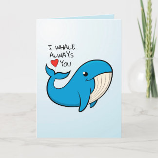 "I whale love you" Happy blue whale. Thank You Card