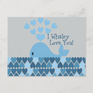 I Whaley Love You! Blue Postcard