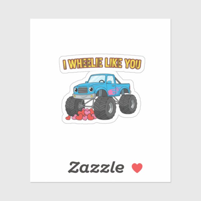 I Wheelie Like You Cute Monster Truck Valentine (Sheet)