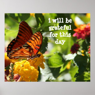 i will be grateful for this day, butterfly poster