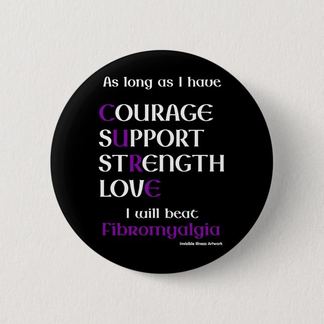 I will beat Fibro Pinback Button (Front)