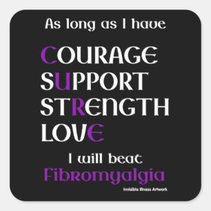 I Will Beat...Fibro Square Sticker