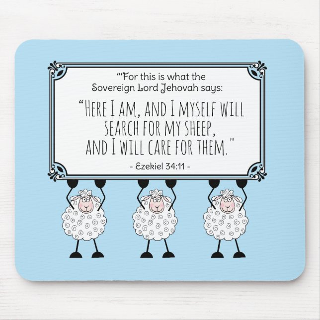 "I Will Care for My Sheep"  Mouse Pad (Front)