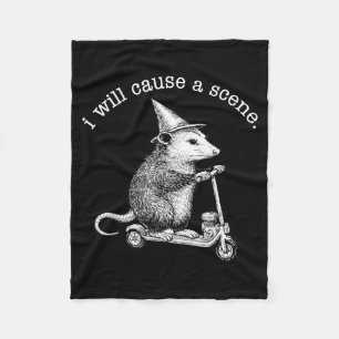 I Will Cause A Scene Funny Racoon Chaos Meme Fleece Blanket