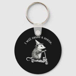 I Will Cause A Scene Funny Racoon Chaos Meme Key Ring